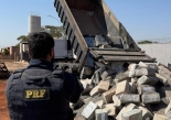 Los uniformados procedieron a la descarga correspondiente, al maniobrar la tumba para bajar la piedra, hallaron varias bolsas de marihuana.
